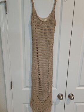 Taupe Crochet Maxi Dress